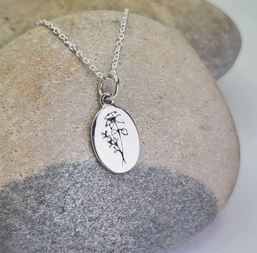 Heart And Lotus Silver Pointsettia December Birth Flower Necklace