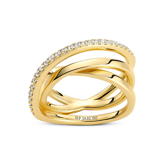 Sif Jakobs Gold CZ Spiral Ring Size 7.5