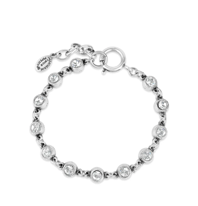 La Vie Parisienne Silver Bezel Link Crystal Bracelet