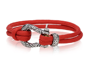 ARZ Steel Red Cord U Lock Bracelet 8 Inches