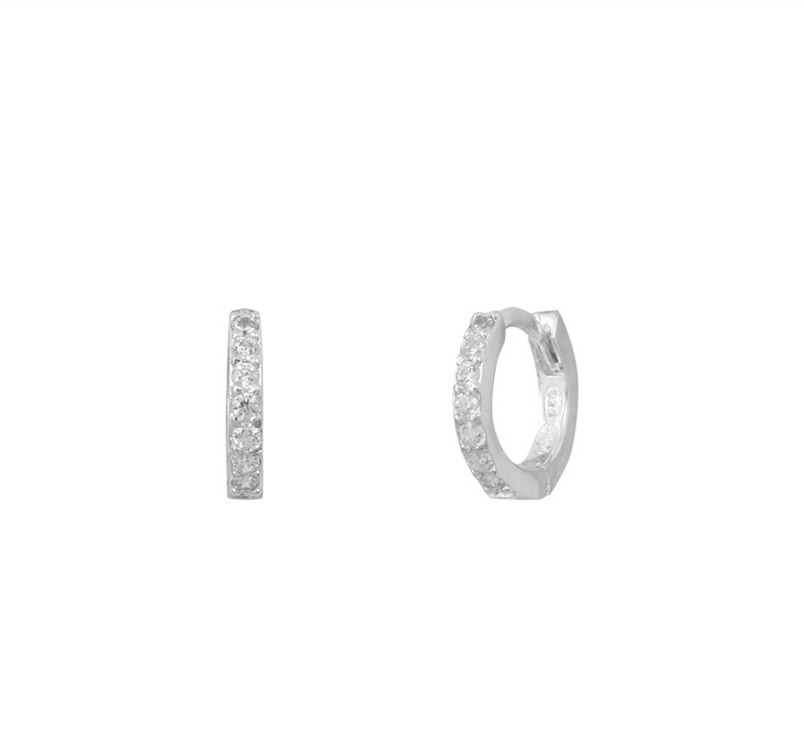Marseille Sterling Silver Small CZ Eternity Huggies