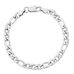 A.R.Z Steel 7mm Figaro Link Bracelet 7.5 Inches