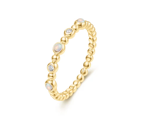 Ania Haie Gold Bezel Kyoto Opal Beaded Ring Size 7.5