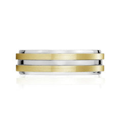 A.R.Z Steel Two-Tone Gold Silver 7mm Band Size 9