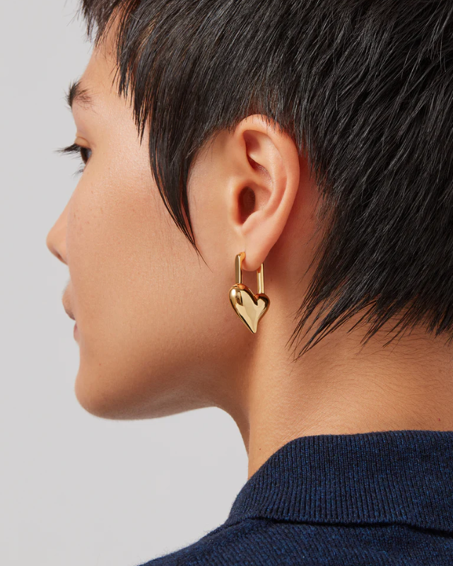 Jenny Bird Gold Padlock Heart Earrings