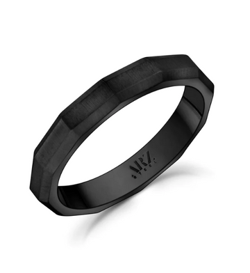 ARZ 3mm Matte Black Facetted Band Size 9