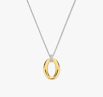 Ti Sento Two Tone Oval Pendant Necklace