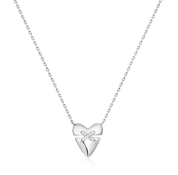 Ania Haie Silver Heart Kiss Pave Necklace