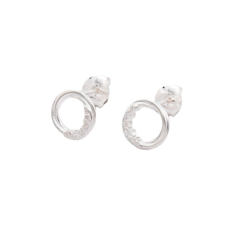 Marseille Sterling Silver CZ Bezel Circle Studs