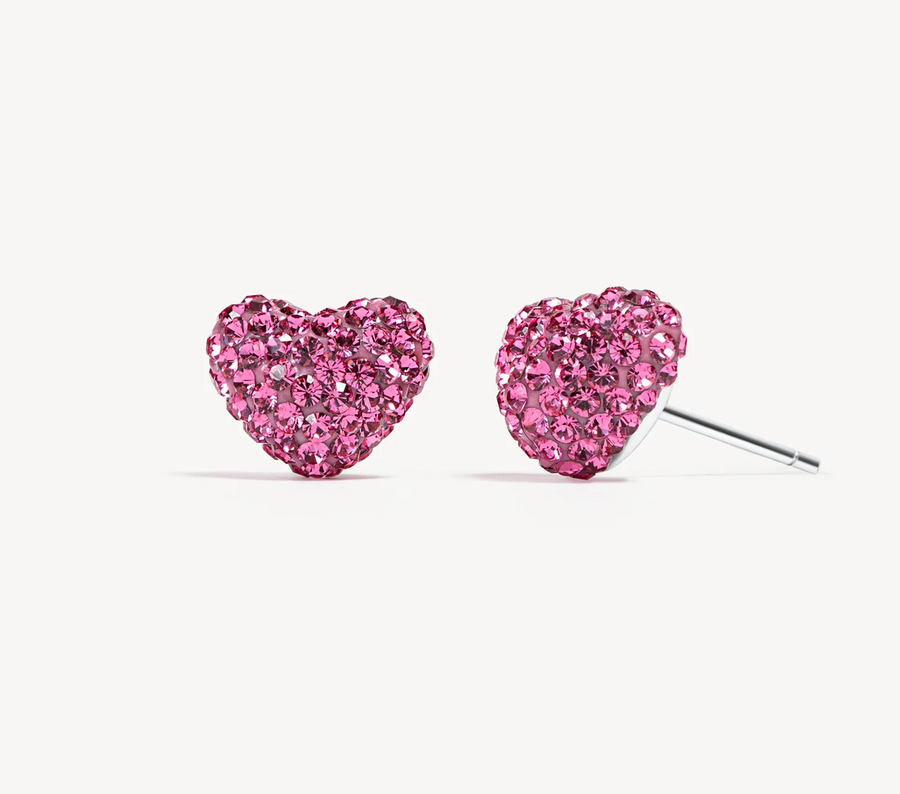 Hillberg And Berk Rose Heart Sparkle Studs