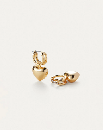 Jenny Bird Gold Puffy Heart Huggie Earrings