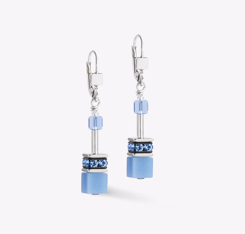 Coeur De Lion GeoCUBE® Silver and Blue Earrings