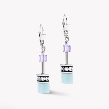Coeur De Lion GeoCube Aqua-Lilac Drop Earrings