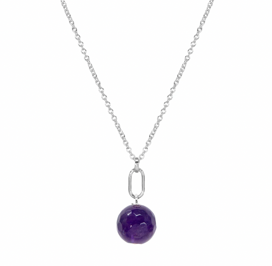 Dogeared Silver February Birthstone Amethyst Necklace