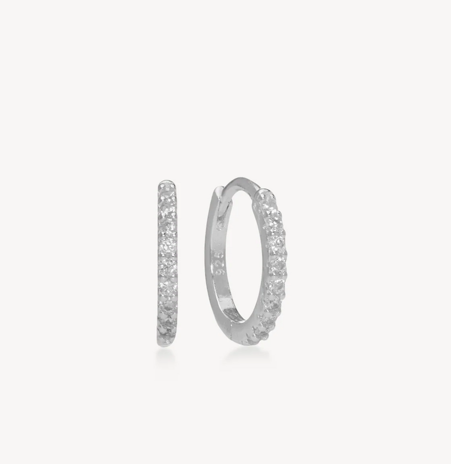 Hillberg And Berk Silver Mini Pave Huggies