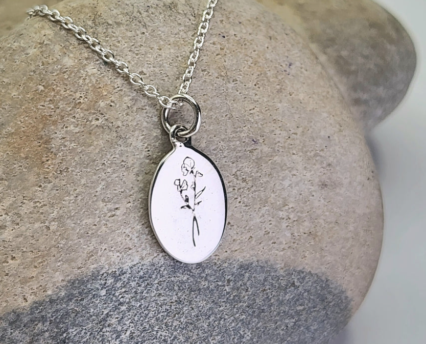 Heart And Lotus Silver Morning Glory Sept Birthflower Necklace