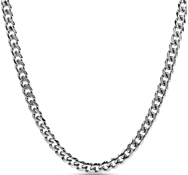 A.R.Z Steel 8mm Silver Cuban 20 Inch Chain