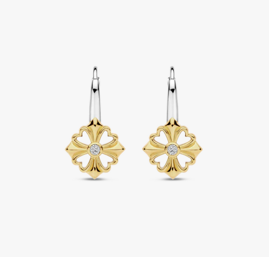 Ti Sento Two Tone Clover Leverback Earrings