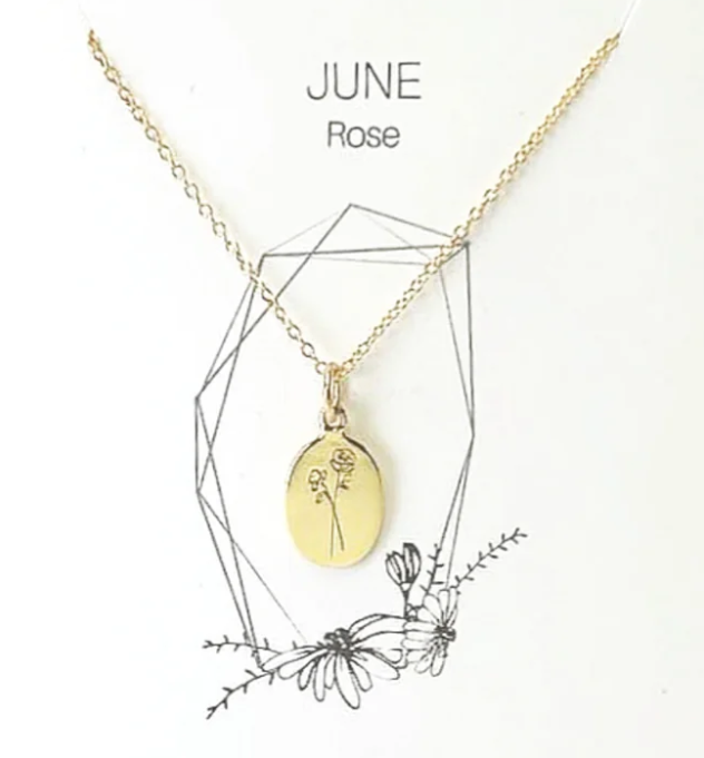 Heart And Lotus Gold Rose Birthflower Necklace