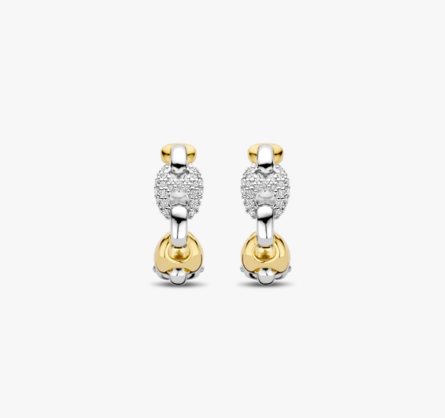 Ti Sento Tone Coffee Bean Pavé Hoop Earrings