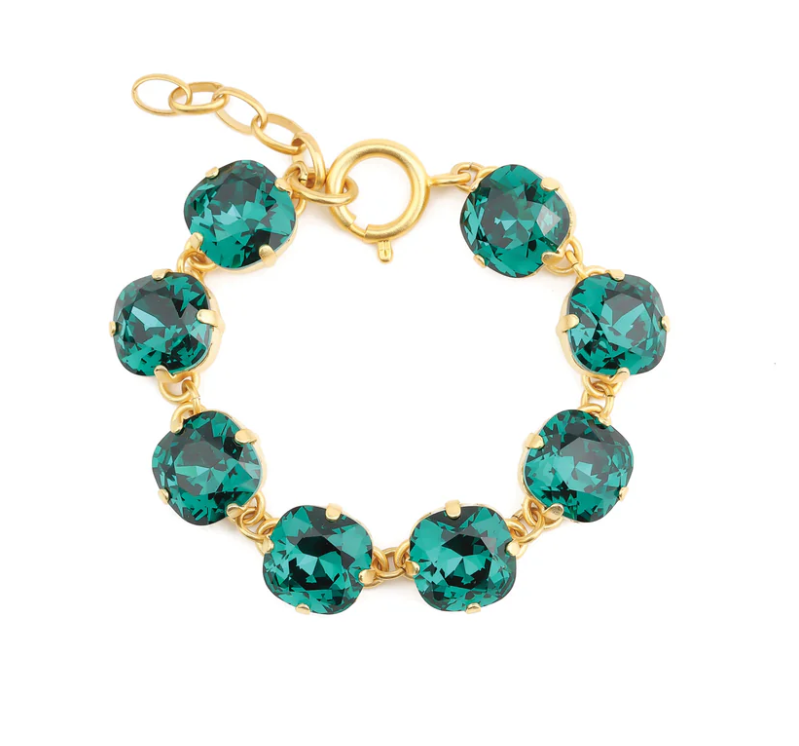 La Vie Parisienne Gold Large Green Crystal Bracelet