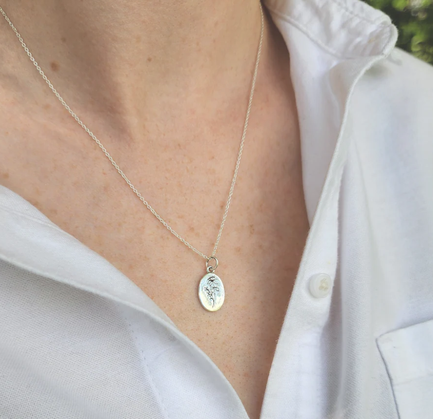 Heart And Lotus Silver Pointsettia December Birth Flower Necklace