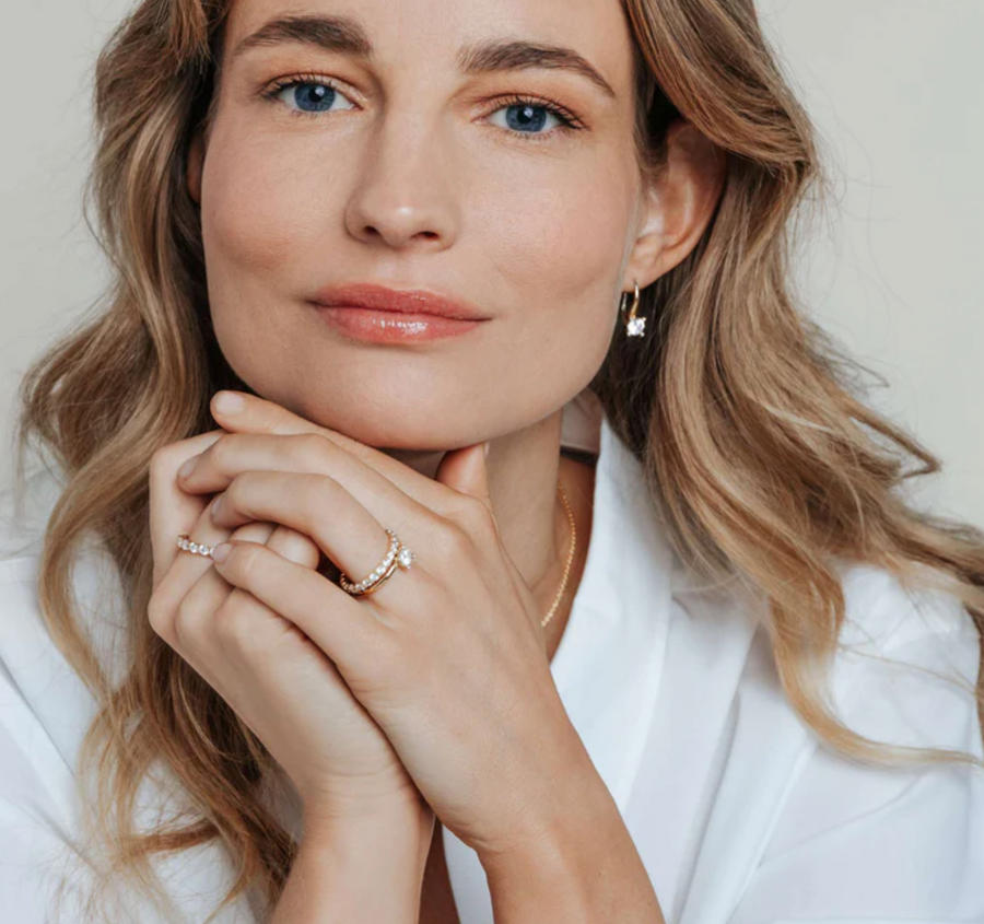 Ti Sento Gold Solitaire CZ Bezel Claw Ring Size 7