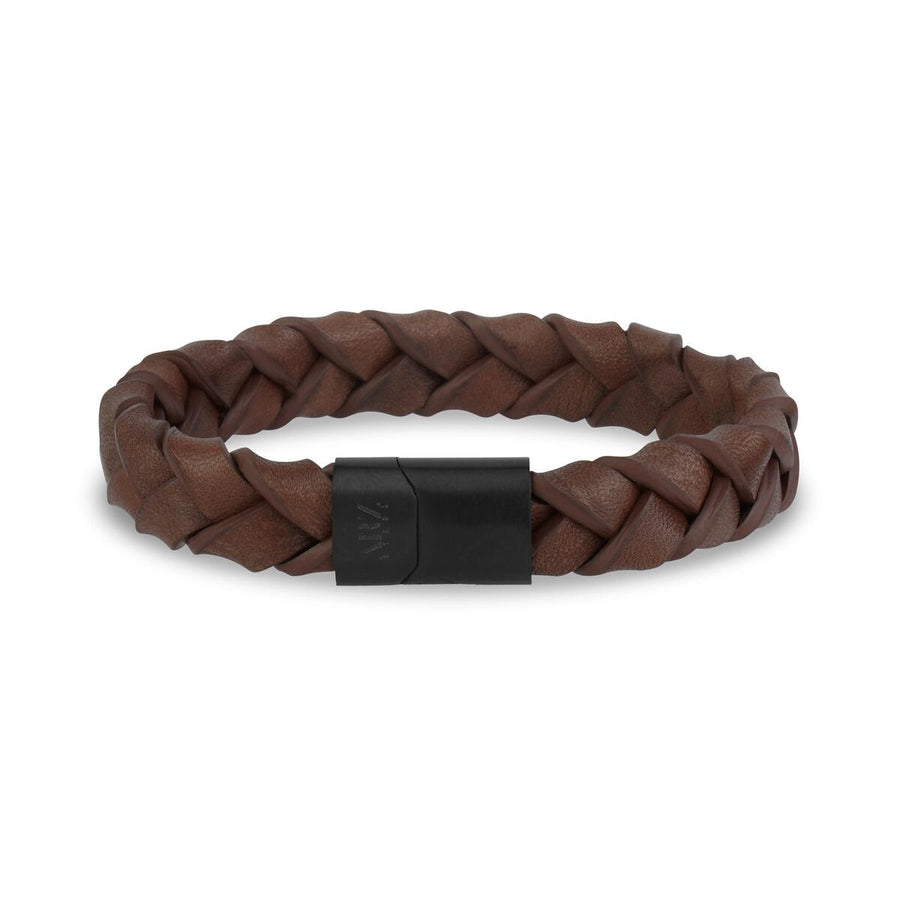 A.R.Z Steel Woven Leather Bracelet 8 Inches