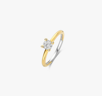 Ti Sento Gold Solitaire CZ Bezel Claw Ring Size 7