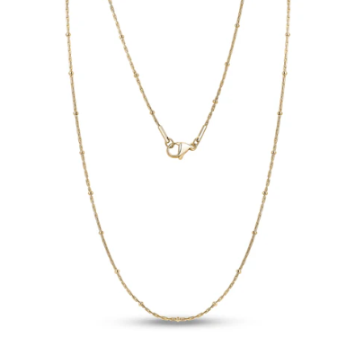 ARZ Steel Gold Station Bead Chain Necklace 18
