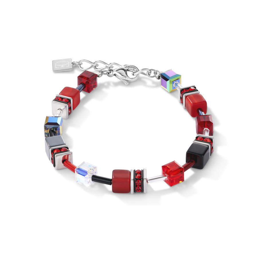 Coeur De Lion Red Grey Geo Cube Bracelet