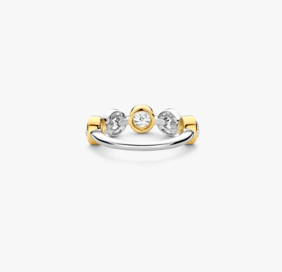 Ti Sento Two Tone Pavé Circle Chain Ring Size 6