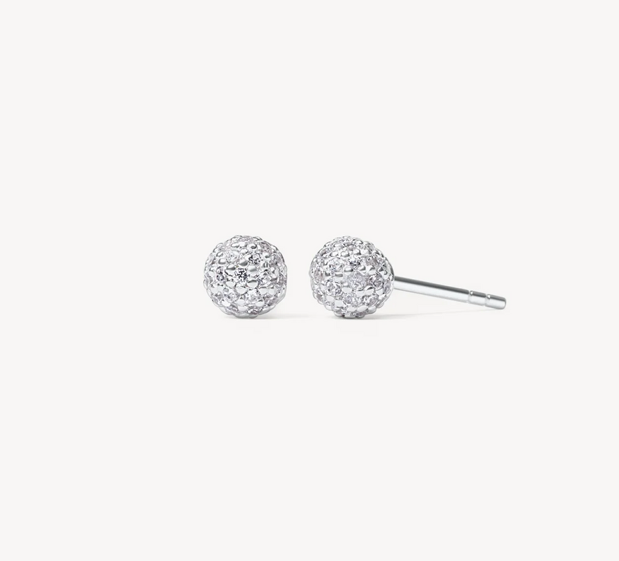 Hillberg And Berk Silver Mini Pave Ball Studs