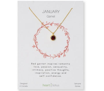 Heart And Lotus January Birthstone Necklace