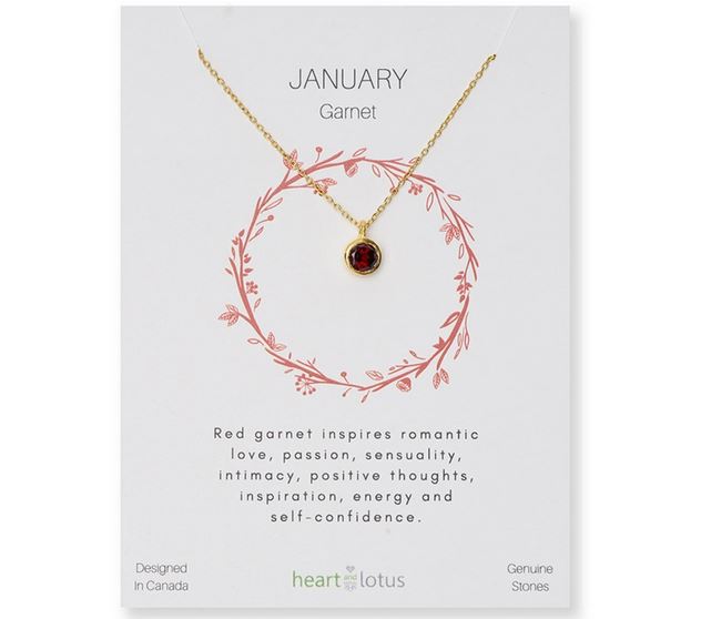 Heart And Lotus January Birthstone Necklace