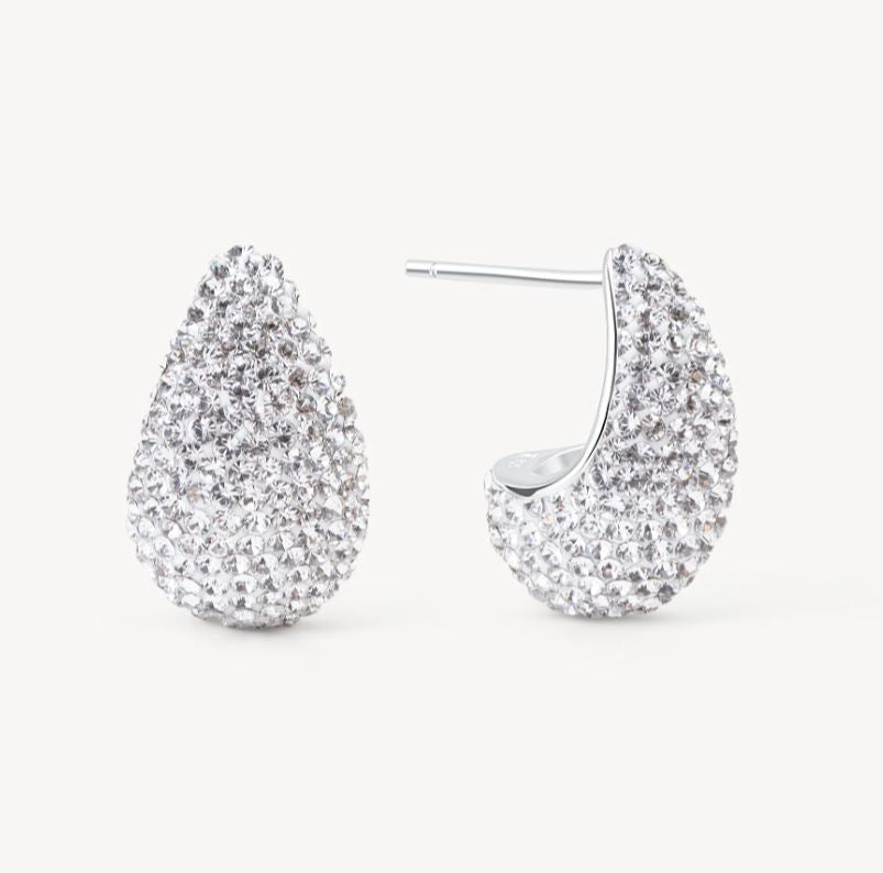 Hillberg and Berk Silver Mini White Dream Puff Earrings