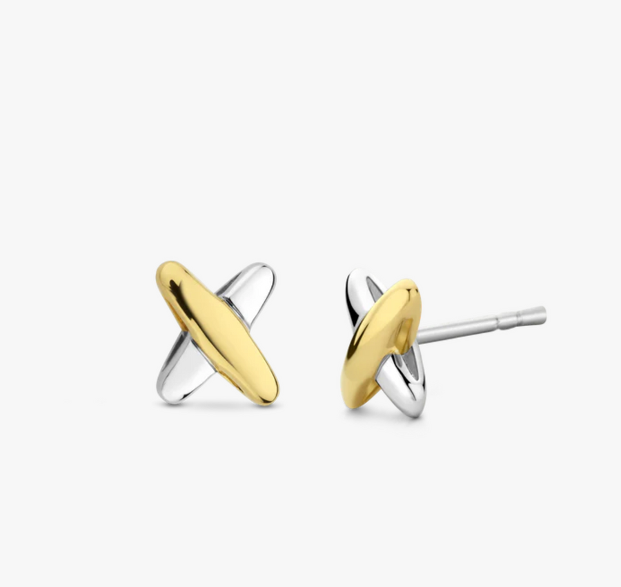 Ti Sento Two Tone Striking X Studs