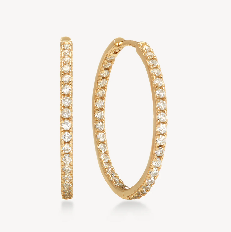 Hillberg And Berk Medium Gold Pave Huggies