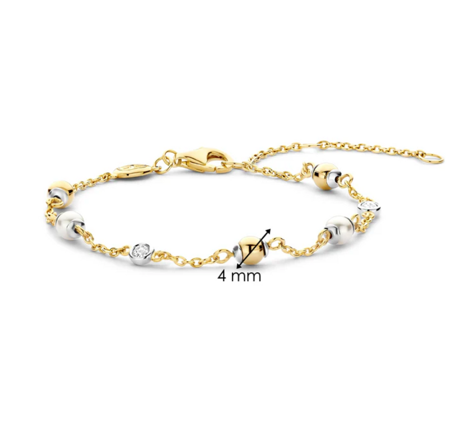 Ti Sento Gold Bead and CZ Bracelet