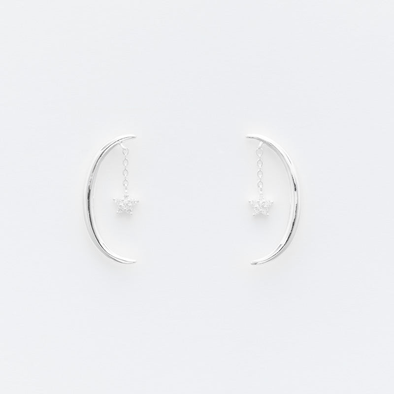 Marseille Sterling Silver Crescent & Star Earrings