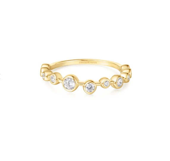 Ania Haie Gold CZ Bezel Zig-Zag Ring Size 6.5