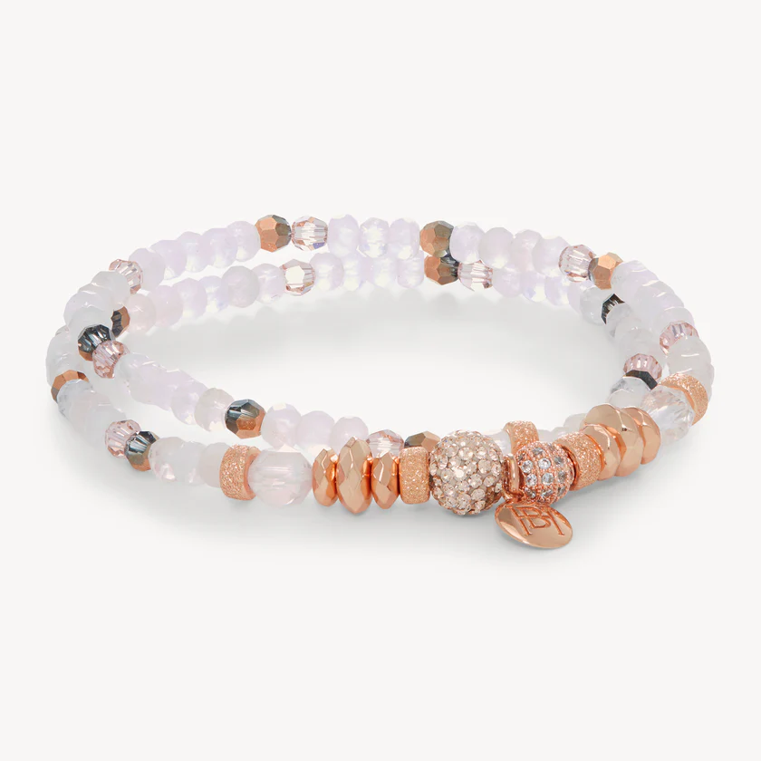 Hillberg And Berk Rose Quartz Double Wrap Bracelet