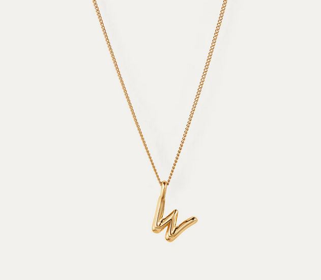 Jenny Bird Small Gold Monogram W Necklace