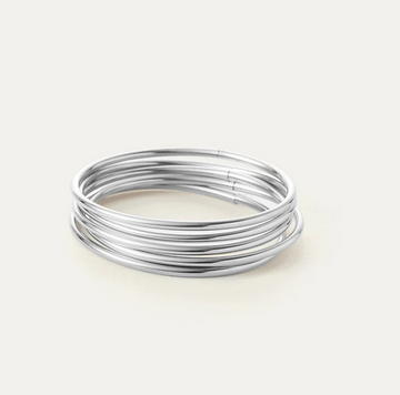 Jenny Bird Silver Dane Bangle Set of 5 Size Medium