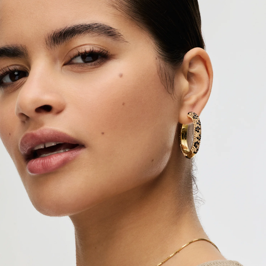 Hillberg And Berk Leopard Large Sparkle Hoops