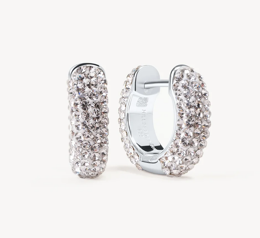Hillberg And Berk Small Silver Sparkle Hoop Earrings