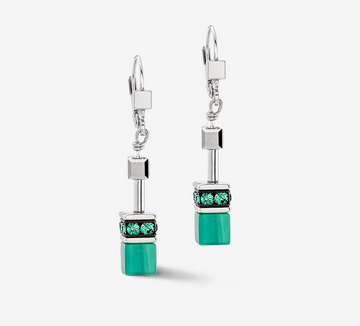 Coeur De Lion GeoCUBE® Iconic Silver Green Earrings