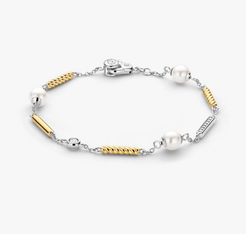 Ti Sento Rope Bars and Pearls Station Bracelet