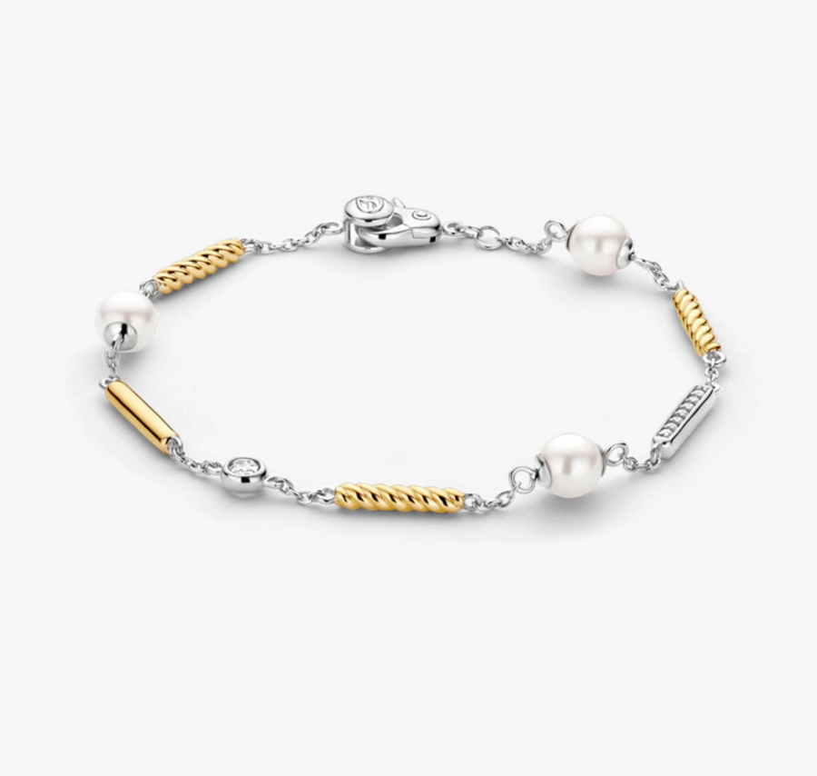 Ti Sento Rope Bars and Pearls Station Bracelet