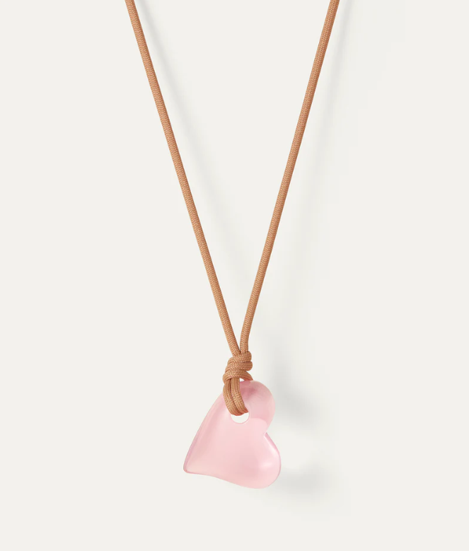 Jenny Bird Pink Art Heart On A String Necklace